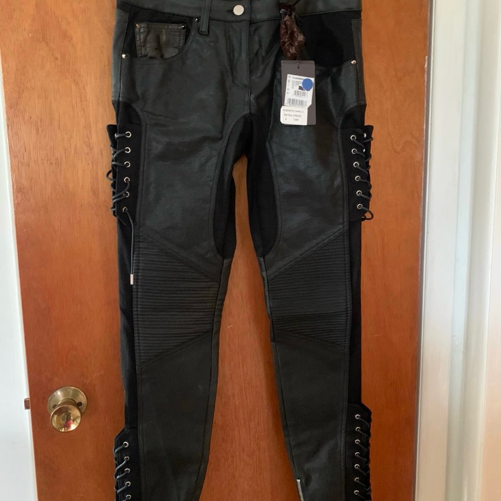 Brand New Roberto Cavalli Patchwork Leather Pants